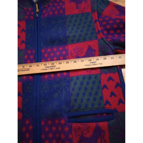 Tundra Canada cardigan virgin wool full zip reindeer red green purple oversized - Picture 9 of 9